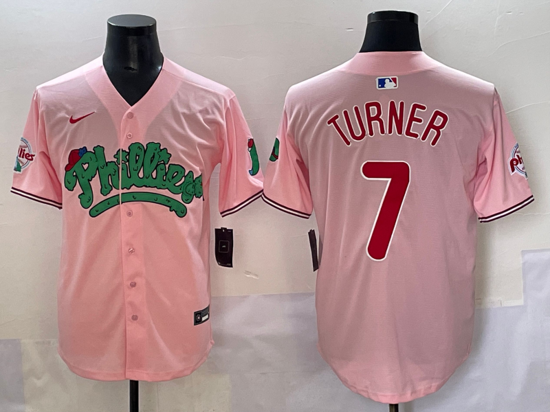 Men's Philadelphia Phillies Trea Turner #7 Pink Jersey